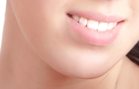 Healthy woman teeth and smile. Close up.の写真素材