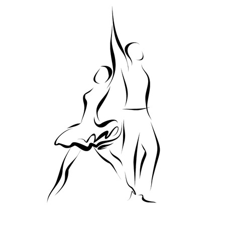 Silhouette of dancing couple, isolated on whiteのイラスト素材