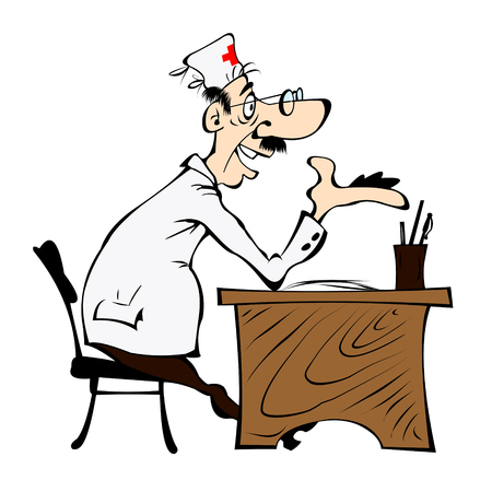 Cartoon cheerful doctor on a white background.のイラスト素材