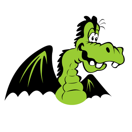 Colored illustration of a cartoon dragon. Isolated on white background.のイラスト素材