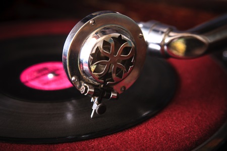 Needle of an old gramophone close-up. Concept of retro music.の写真素材