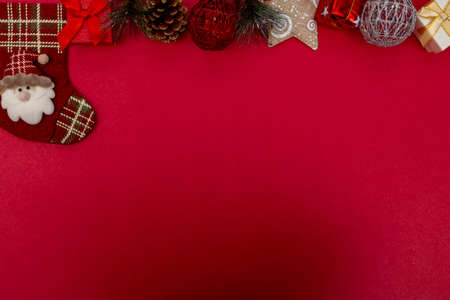 Christmas background. Top view with copy space.の写真素材