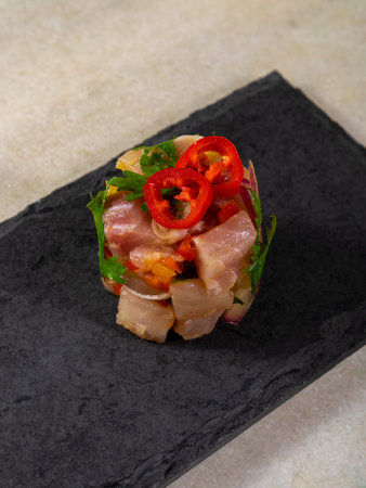 Peruvian Food Ceviche. Peruvian cuisine and sea food.