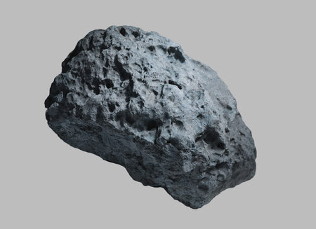 Stone asteroid from space on isolated background