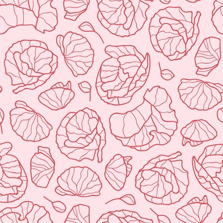 Vector flowers seamless pattern in red and pink. Simple doodle poppy flower hand drawn made into repeat. Great for background, wallpaper, wrapping paper, packaging, fashion.のイラスト素材