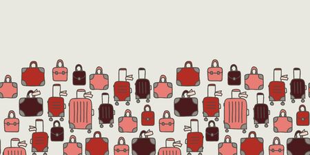 Vector doodle luggage made into repeat border. Great for decorations, greeting card, wrap, parties, travel.のイラスト素材