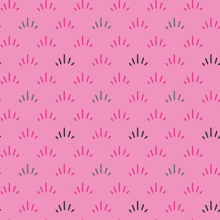Vector texture seamless pattern in pink. Simple doodle grass hand drawn made into repeat. Great for background, wallpaper, wrapping paper, packaging, fashion.のイラスト素材