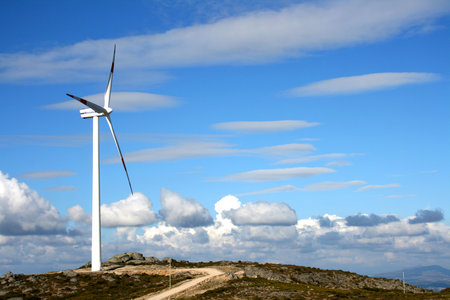 Blue sky and modern windmill