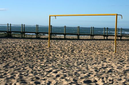Beach soccer yellow goalの写真素材