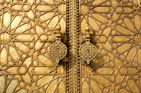 main golden gates of royal palace in marrakesh, moroccoの写真素材