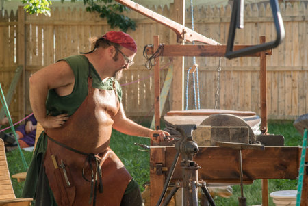 blacksmith at work at the fantasy festivalのeditorial素材