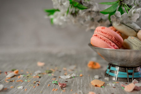 Different colored macaroonsの写真素材