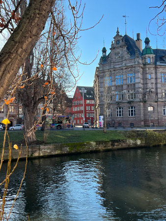 Canals of Strasbourg, Alsace, France in a beautiful spring day