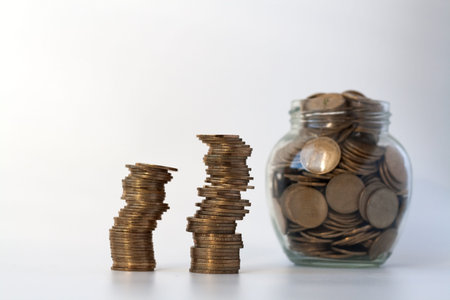 Money bank for money and coins on a white background