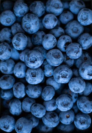 A tasty and healthy snack: juicy and sweet blueberries