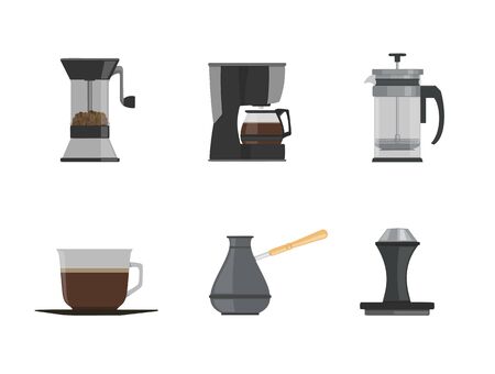 Set of coffee equipment. Flat design styleのイラスト素材