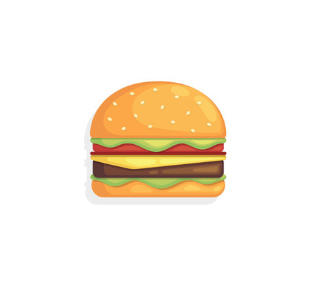 burger with cheese, meat, salad isolated on white background.のイラスト素材
