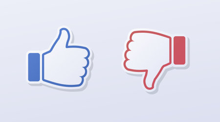 Like and dislike symbol Paper Cut Styleのイラスト素材