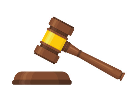 Wooden brown judge gavel Flat styleのイラスト素材
