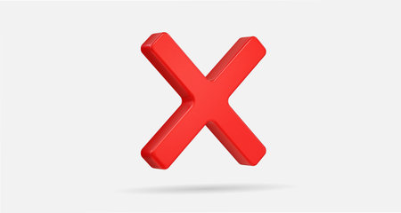 3D Realistic Red cross checkmark sign vector illustrationのイラスト素材
