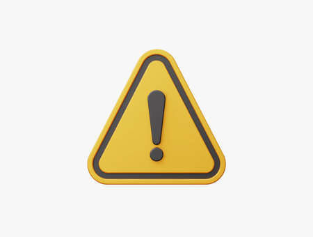 3D Realistic yellow triangle warning sign front view vector illustration.のイラスト素材