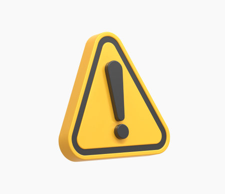 Realistic yellow triangle warning sign vector illustration.のイラスト素材