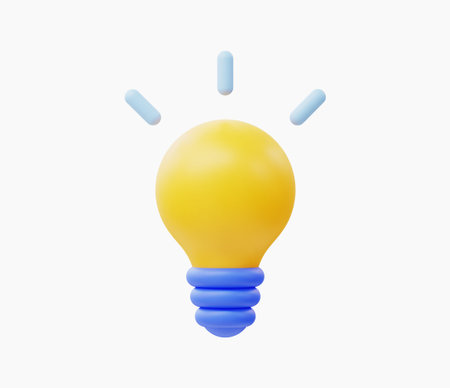 3d Realistic yellow lightbulb vector illustration.