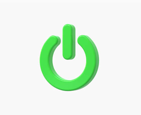 3d Realistic Power On green button vector illustrationのイラスト素材
