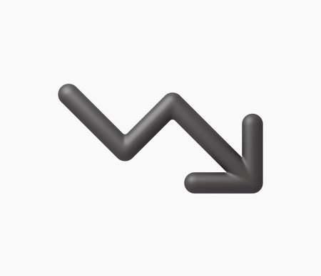 3d Realistic Trend down or decrease icon vector illustrationのイラスト素材