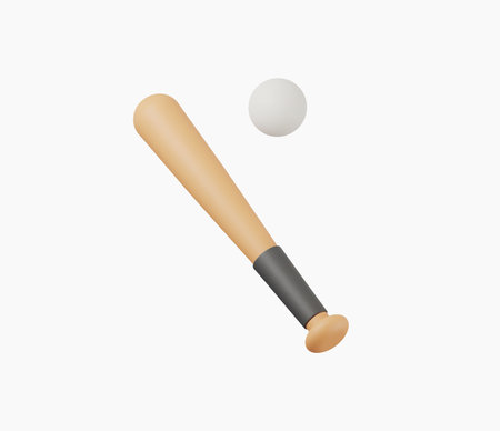 3d Realistic Wooden baseball bat and ball vector illustrationのイラスト素材