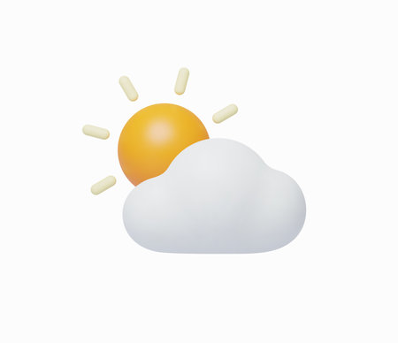 3d Realistic Cloudy weather vector Illustrationのイラスト素材