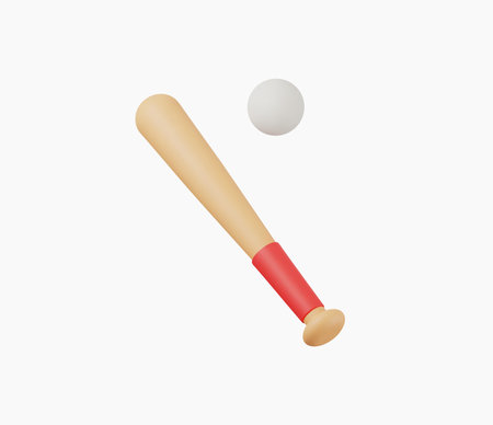 3d Realistic Wooden baseball bat and ball vector illustrationのイラスト素材