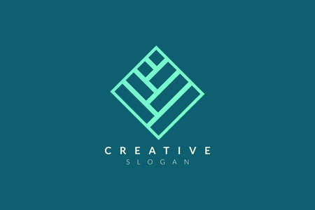 Square logo design with tile shape. Minimalist and modern vector illustration design suitable for business or brandのイラスト素材