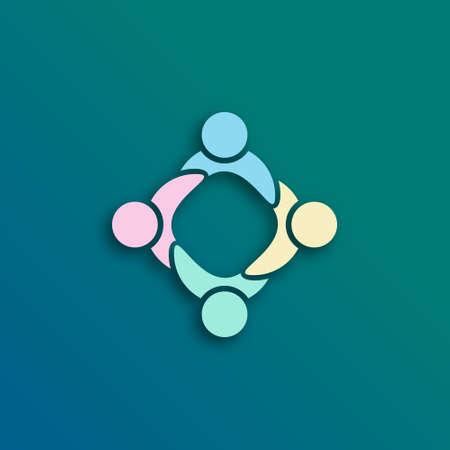 Design logos and symbols of family, team, collaboration, friends, community with various colors.のイラスト素材