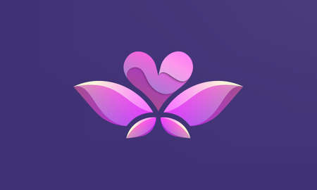 A pink winged heart in flight logo designのイラスト素材