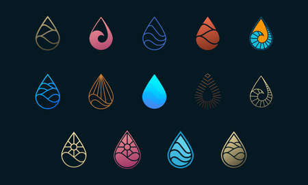 water drop logo design set, perfect for logo templatesのイラスト素材