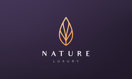 minimal gold leaf logo in luxury and modern styleのイラスト素材