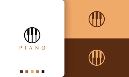 circle piano logo in simple and modern style suitable for pianist or music studioのイラスト素材