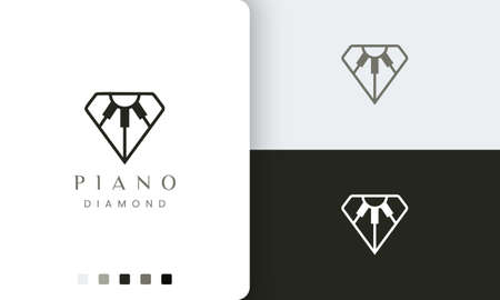 piano logo or icon in a minimalist and modern style with diamond shapeのイラスト素材