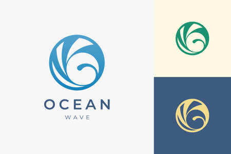 Beach or pool logo template in circle sea wave shapeのイラスト素材