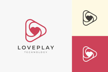 Romance on love logo with clean and simple triangle play shapeのイラスト素材