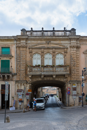 Ragusa Ibla - August,18, 2017: Ragusa Ibla's street in Sicilyのeditorial素材