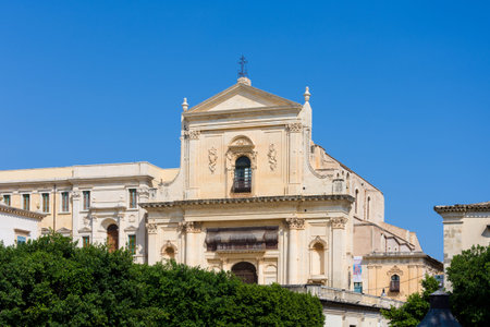 View of the church of Santissimo Salvatore in Noto, Sicily, Italyのeditorial素材