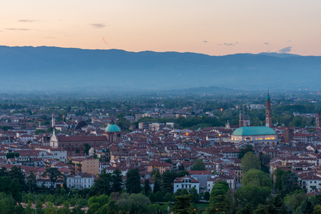 Panorama of Vicenza at the sunset, Italyの写真素材