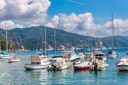 Santa Margherita Ligure, Italy - September 14 2013: Boats moored at the port of Santa Margherita Ligure on a sunny day, Italyのeditorial素材