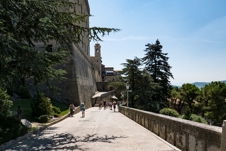 Tourists stroll through the streets of San Marino. italyのeditorial素材