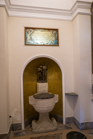 SAN MARINO, REPUBLIC OF SAN MARINO - 6 AUGUST 2018: Statue Inside the Basilica of San Marino, a Catholic church located in the Republic of San Marinoのeditorial素材