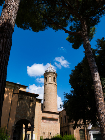 The tower of the Basilica of San Vitale in Ravenna, a sample of Byzantine architecture. Italyのeditorial素材