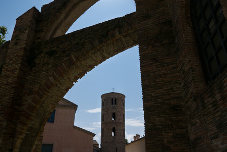 The tower of the Basilica of San Vitale in Ravenna, a sample of Byzantine architecture. Italyのeditorial素材