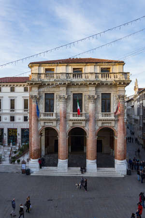 Vicenza, Italy. December 26, 2016: The Palazzo del Capitaniato, also known as the loggia del Capitaniato or loggia Bernarda, is a palace by Andrea Palladio overlooking the central Piazza dei Signori in Vicenza, opposite the Palladian Basilica, currently tのeditorial素材